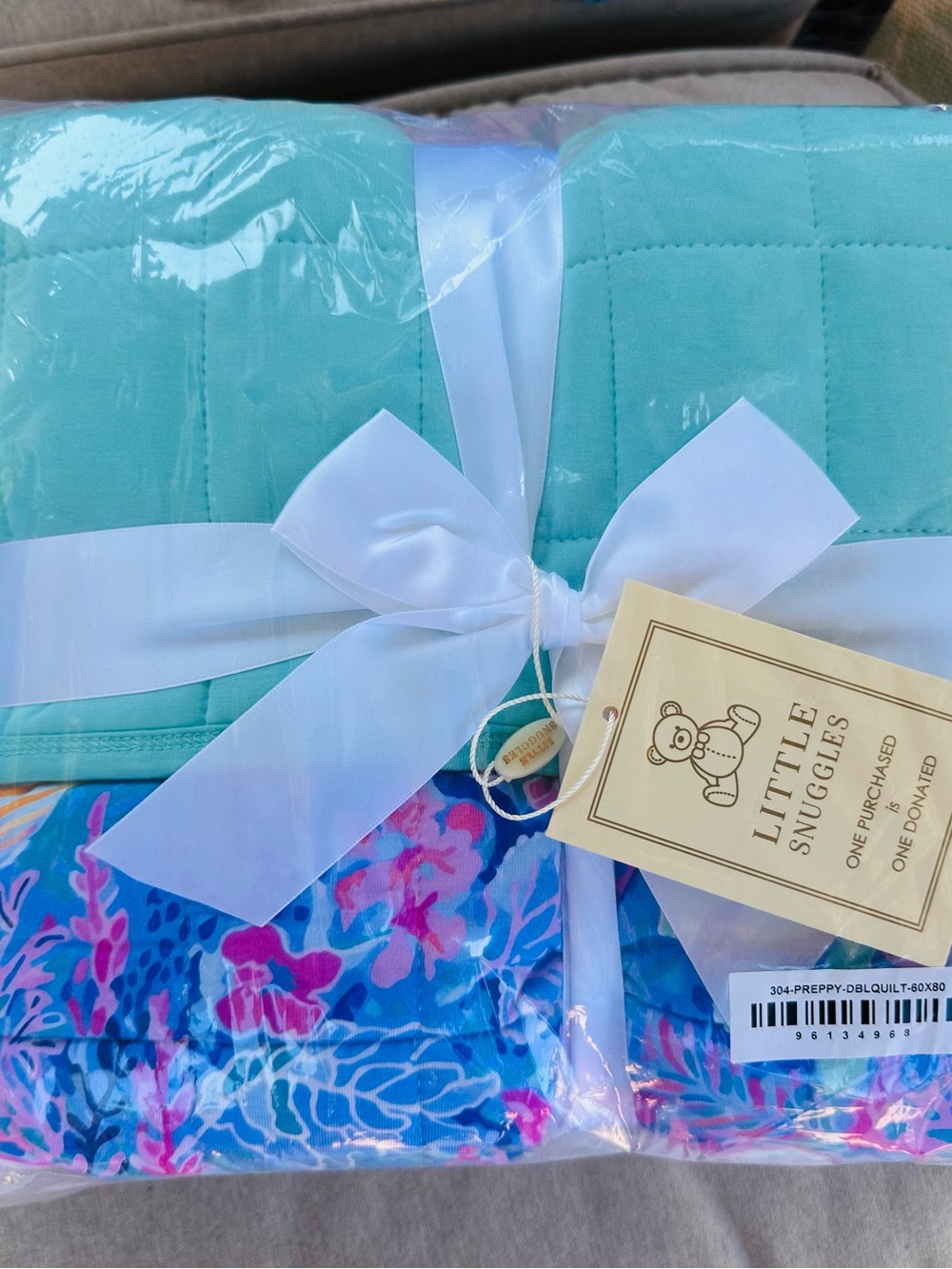 NIB Little Snuggles Lilly Pulitzer Inspired Bamboo Queen Sz Quilted Blanket